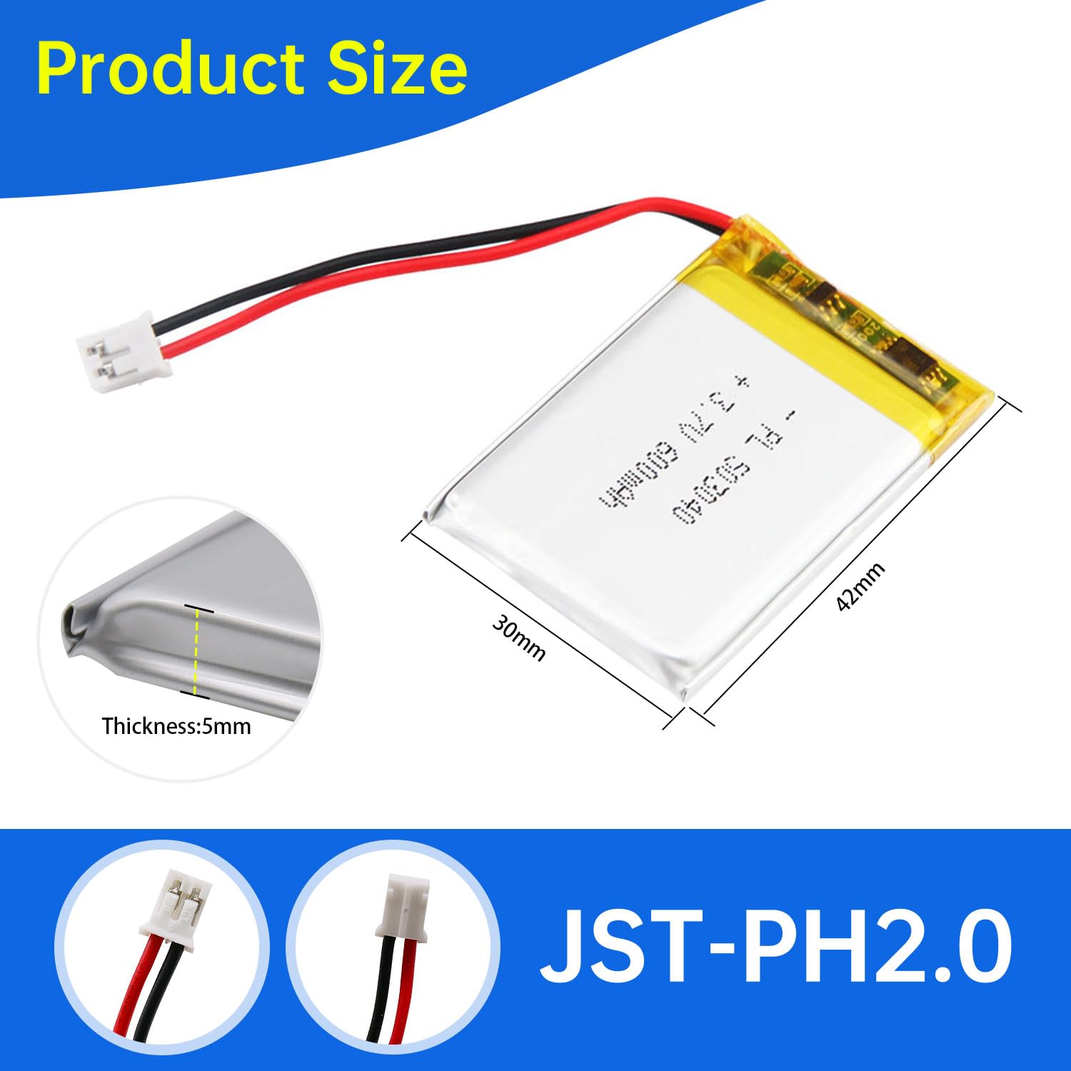 Amazon.com: Qimoo 503040 3.7V Lipo Battery 600mAh Rechargeable